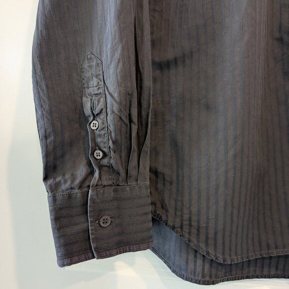 Ted Baker Shirt Men's Size 4 Dark Gray Button-up Kohl Stripes Long Sleeve Large - Picture 5 of 12